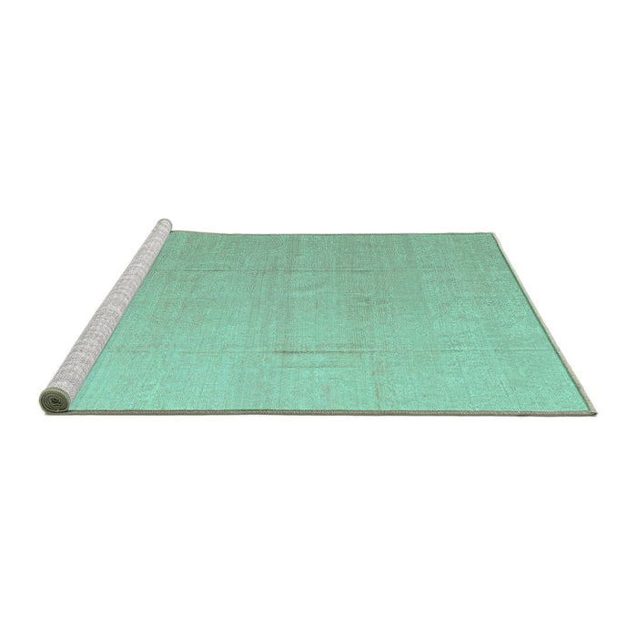 Sideview of Machine Washable Abstract Turquoise Modern Area Rugs, wshabs4450turq