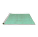 Sideview of Machine Washable Abstract Turquoise Modern Area Rugs, wshabs4450turq