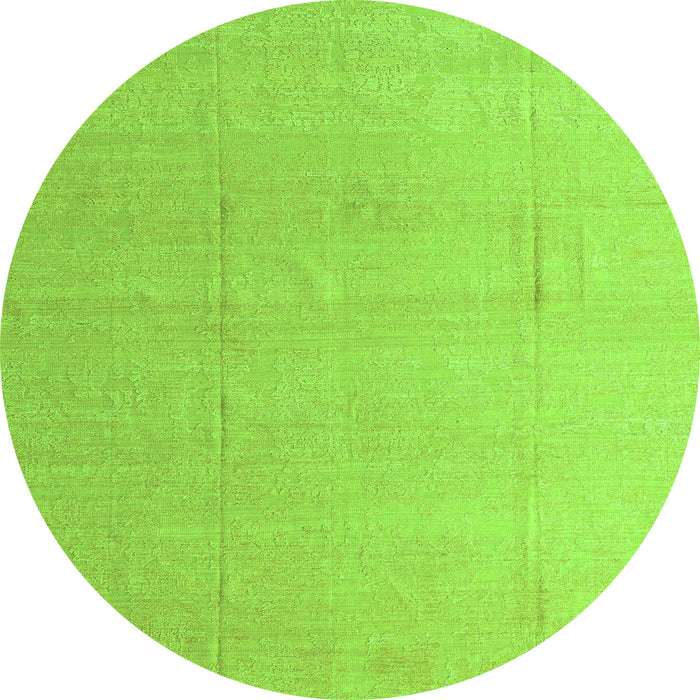 Round Machine Washable Abstract Green Modern Area Rugs, wshabs4450grn