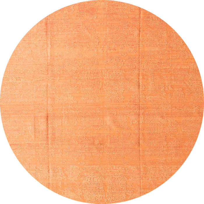Round Machine Washable Abstract Orange Modern Area Rugs, wshabs4450org