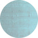 Round Machine Washable Abstract Light Blue Modern Rug, wshabs4450lblu