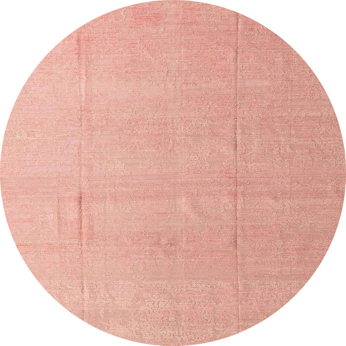 Round Abstract Light Salmon Pink Modern Rug, abs4450