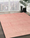 Machine Washable Abstract Light Salmon Pink Rug in a Family Room, wshabs4450