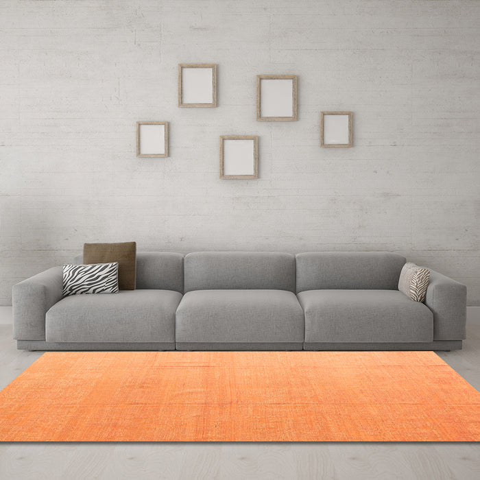 Machine Washable Abstract Orange Modern Area Rugs in a Living Room, wshabs4450org