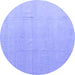 Round Abstract Blue Modern Rug, abs4450blu