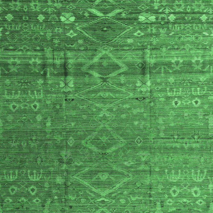 Square Abstract Emerald Green Modern Rug, abs4451emgrn