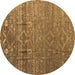 Round Machine Washable Abstract Brown Modern Rug, wshabs4451brn