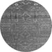 Round Machine Washable Abstract Gray Modern Rug, wshabs4451gry