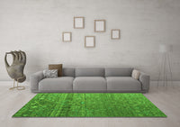 Machine Washable Abstract Green Modern Rug, wshabs4451grn