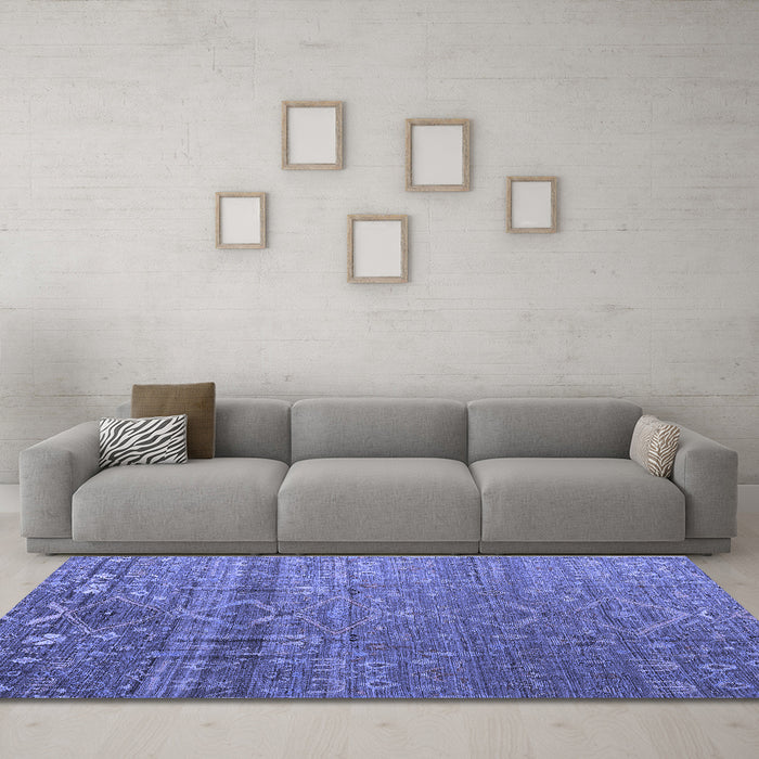 Machine Washable Abstract Blue Modern Rug in a Living Room, wshabs4451blu