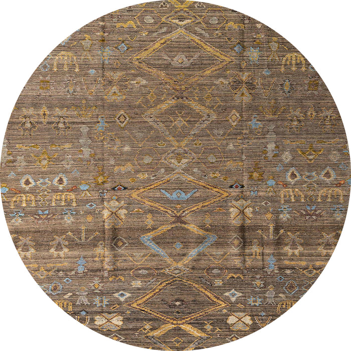 Round Abstract Reddish Brown Modern Rug, abs4451