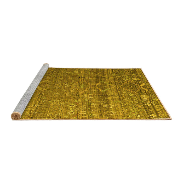 Sideview of Machine Washable Abstract Yellow Modern Rug, wshabs4451yw