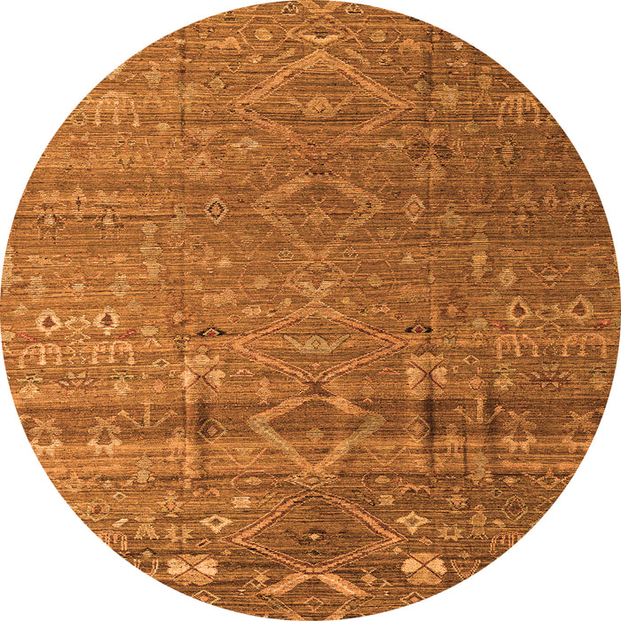 Round Abstract Orange Modern Rug, abs4451org