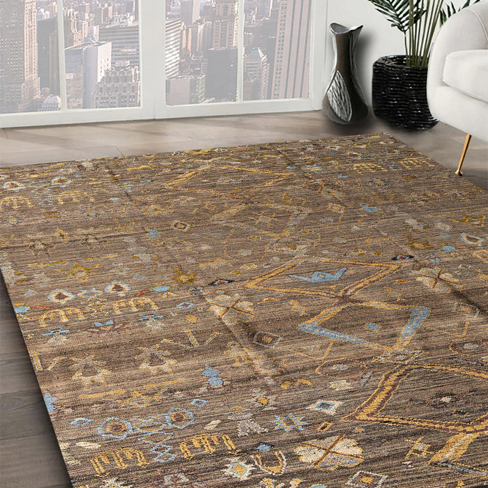 Abstract Reddish Brown Modern Rug in Family Room, abs4451
