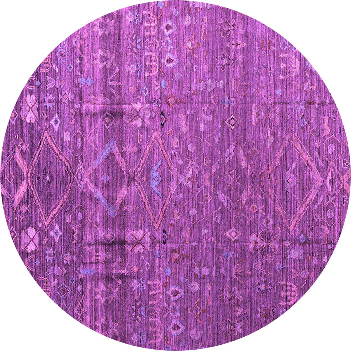 Round Machine Washable Abstract Purple Modern Area Rugs, wshabs4451pur