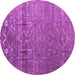 Round Machine Washable Abstract Purple Modern Area Rugs, wshabs4451pur