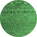 Round Abstract Emerald Green Modern Rug, abs4451emgrn