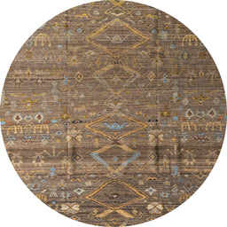 Round Machine Washable Abstract Red Brown Rug, wshabs4451
