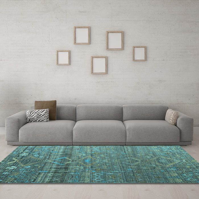 Machine Washable Abstract Light Blue Modern Rug in a Living Room, wshabs4451lblu