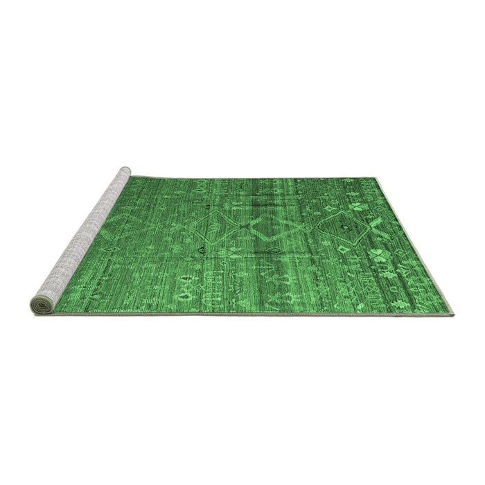 Sideview of Machine Washable Abstract Emerald Green Modern Area Rugs, wshabs4451emgrn
