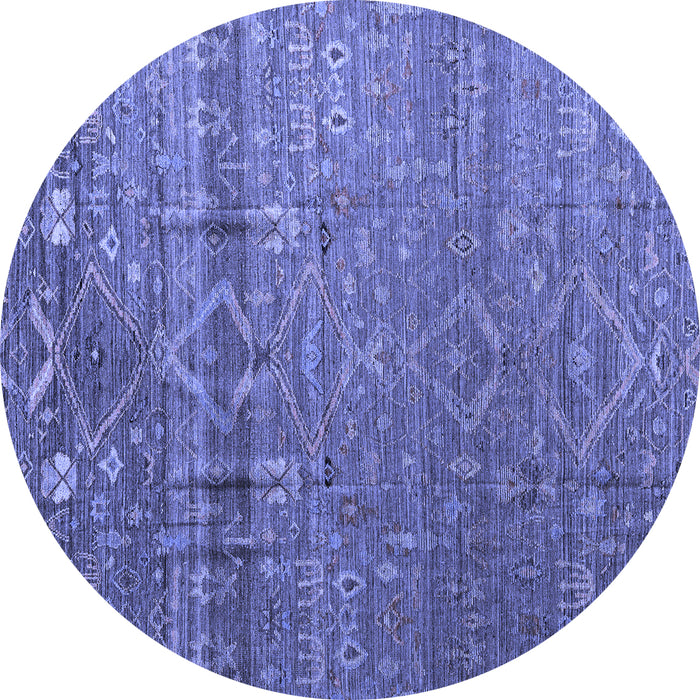 Round Machine Washable Abstract Blue Modern Rug, wshabs4451blu