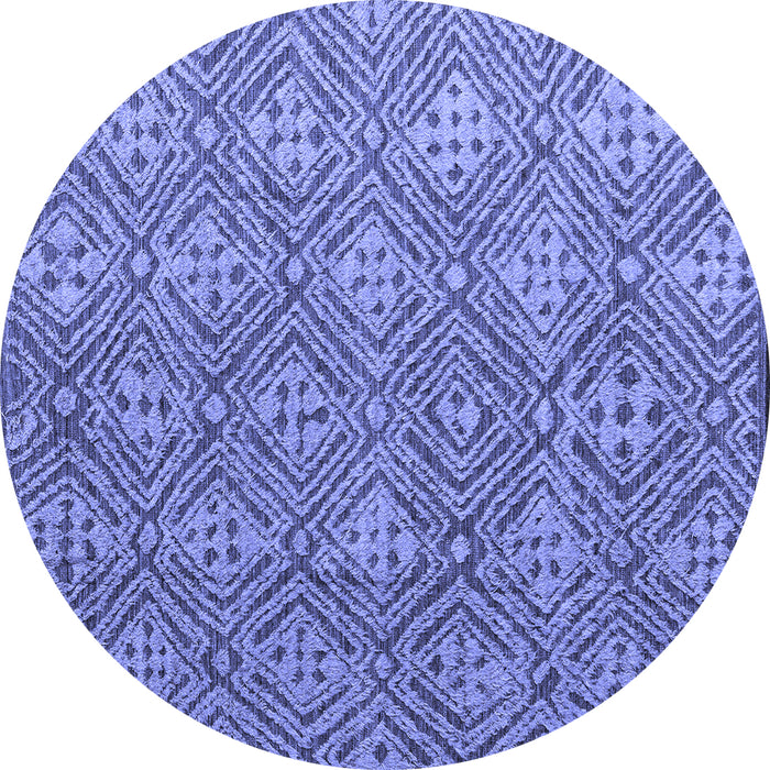 Round Abstract Blue Modern Rug, abs4452blu