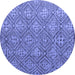 Round Abstract Blue Modern Rug, abs4452blu