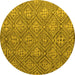 Round Abstract Yellow Modern Rug, abs4452yw