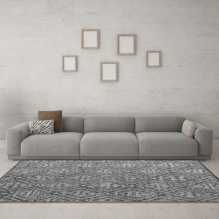 Machine Washable Abstract Gray Modern Rug in a Living Room,, wshabs4452gry
