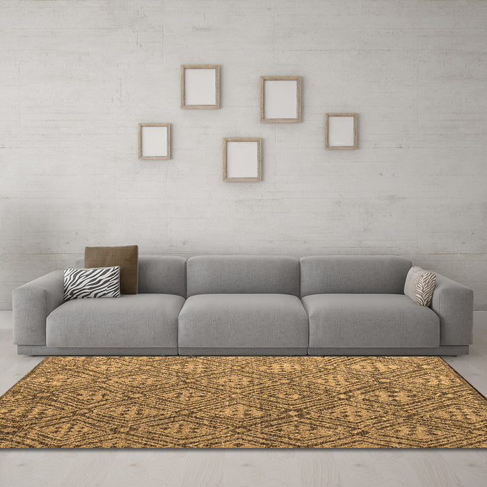 Machine Washable Abstract Brown Modern Rug in a Living Room,, wshabs4452brn