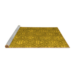 Sideview of Machine Washable Abstract Yellow Modern Rug, wshabs4452yw