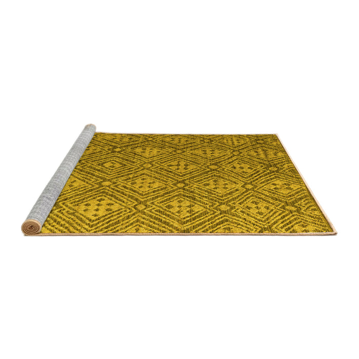Sideview of Machine Washable Abstract Yellow Modern Rug, wshabs4452yw
