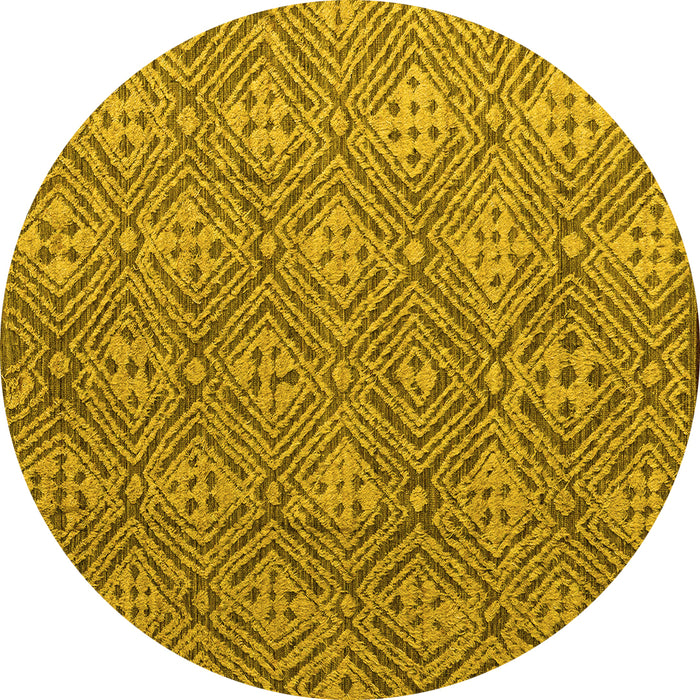 Round Machine Washable Abstract Yellow Modern Rug, wshabs4452yw