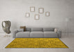 Machine Washable Abstract Yellow Modern Rug in a Living Room, wshabs4452yw