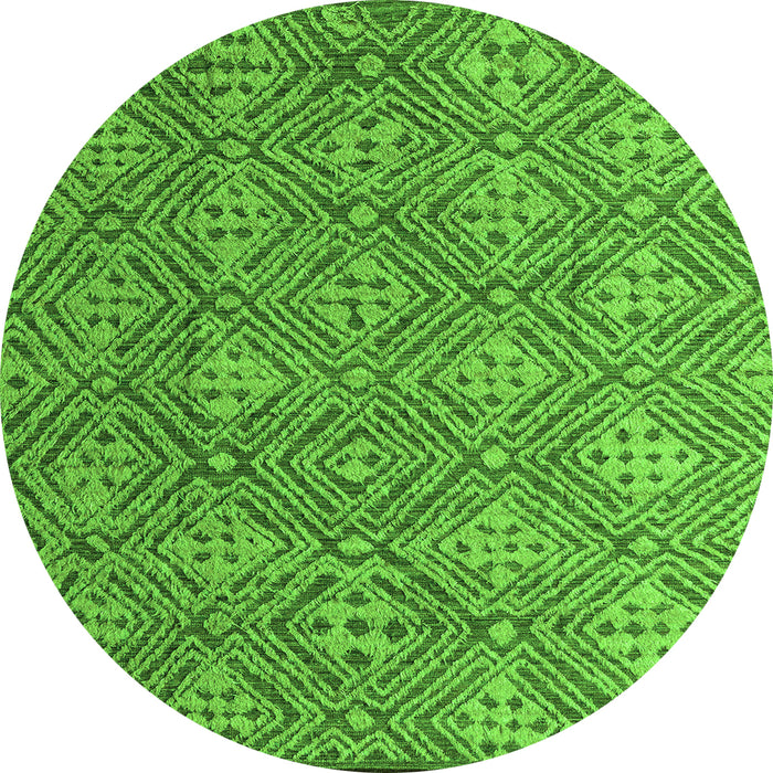Round Machine Washable Abstract Green Modern Area Rugs, wshabs4452grn