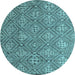 Round Machine Washable Abstract Light Blue Modern Rug, wshabs4452lblu