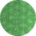 Round Abstract Emerald Green Modern Rug, abs4452emgrn