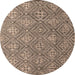 Round Machine Washable Abstract Brown Sugar Brown Rug, wshabs4452