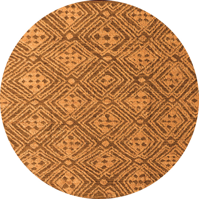 Round Machine Washable Abstract Orange Modern Area Rugs, wshabs4452org