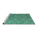 Sideview of Machine Washable Abstract Turquoise Modern Area Rugs, wshabs4452turq