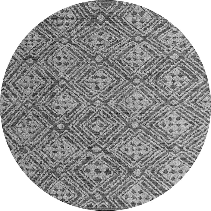 Round Machine Washable Abstract Gray Modern Rug, wshabs4452gry