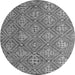 Round Machine Washable Abstract Gray Modern Rug, wshabs4452gry