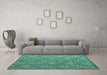 Machine Washable Abstract Turquoise Modern Area Rugs in a Living Room,, wshabs4452turq