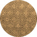 Round Abstract Brown Modern Rug, abs4452brn