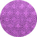 Round Machine Washable Abstract Purple Modern Area Rugs, wshabs4452pur