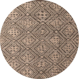 Round Abstract Brown Modern Rug, abs4452