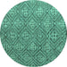 Round Abstract Turquoise Modern Rug, abs4452turq