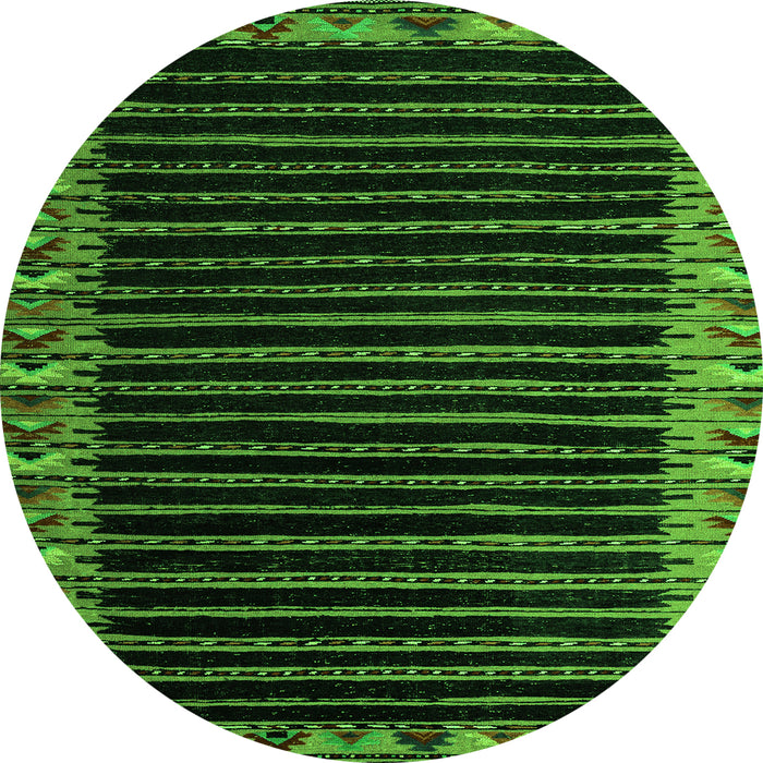 Round Machine Washable Abstract Green Modern Area Rugs, wshabs4453grn