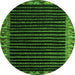 Round Machine Washable Abstract Green Modern Area Rugs, wshabs4453grn