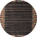 Round Abstract Brown Modern Rug, abs4453